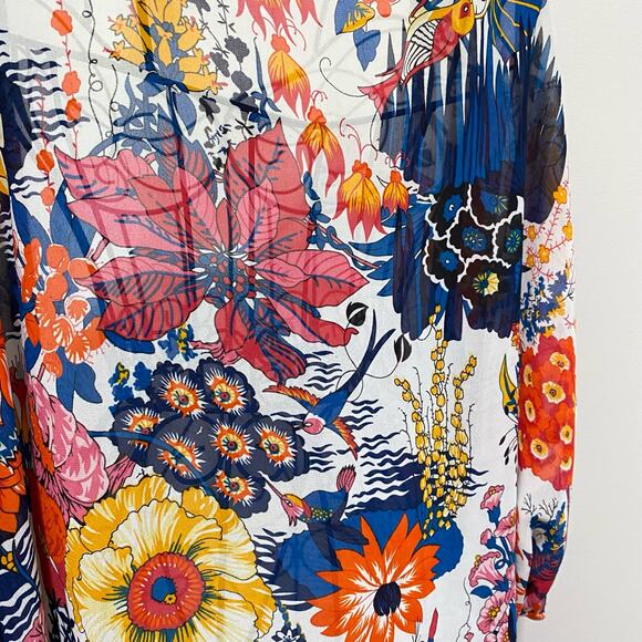MIXMAX Bright Floral Print SIZE SMALL Kimono-Style Wrap Jacket Lightweight - Picture 4 of 5